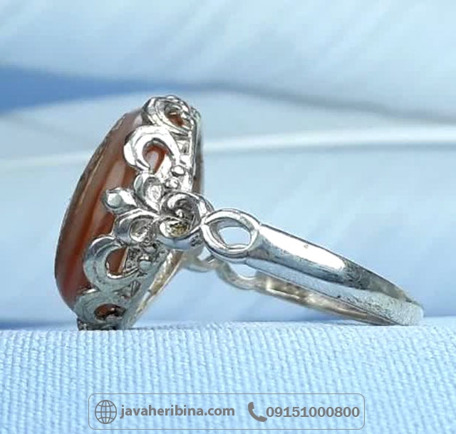 انگشتر عقیق سلیمانی زنانه با حکاکی یاحیدر کرار _کد:35227