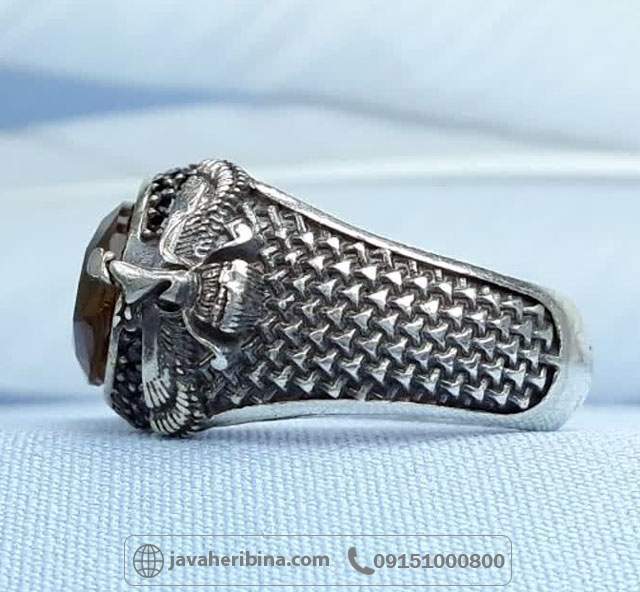 انگشتر الکساندریت نقره مردانه با مخراج نگین های مارکازیت _کد:35234