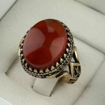 انگشتر عقیق یمنی سرخ طلاروس مردانه _کد:۳۵۲۳۶