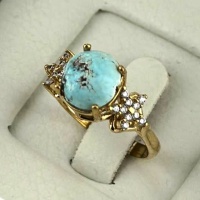 انگشتر فیروزه نیشابوری طلاروس زنانه 