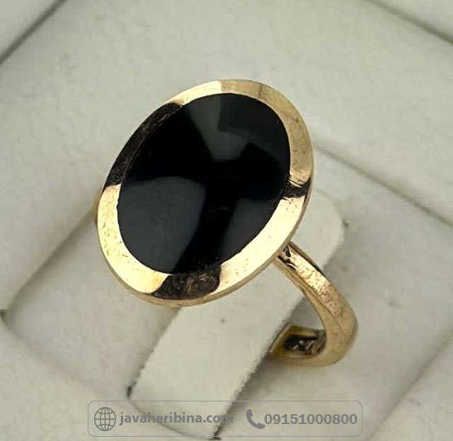 انگشتر عقیق سیاه (اونیکس) طلاروس شکیل _کد:35241