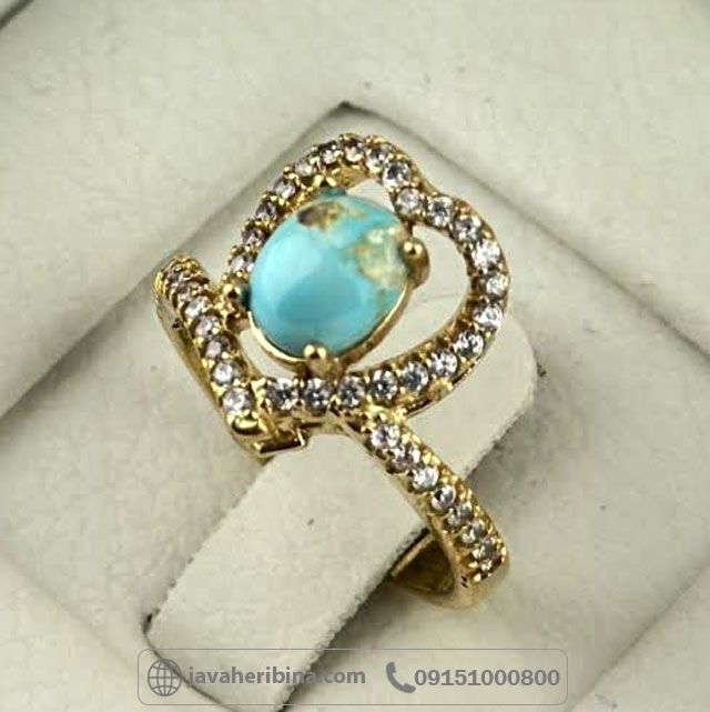 انگشتر فیروزه نیشابوری طلاروس زنانه ظریف و زیبا _کد:35246