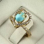 انگشتر فیروزه نیشابوری طلاروس زنانه ظریف و زیبا _کد:۳۵۲۴۶