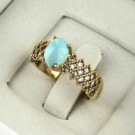 انگشتر فیروزه نیشابوری طلاروس زنانه _کد:۳۵۲۴۷