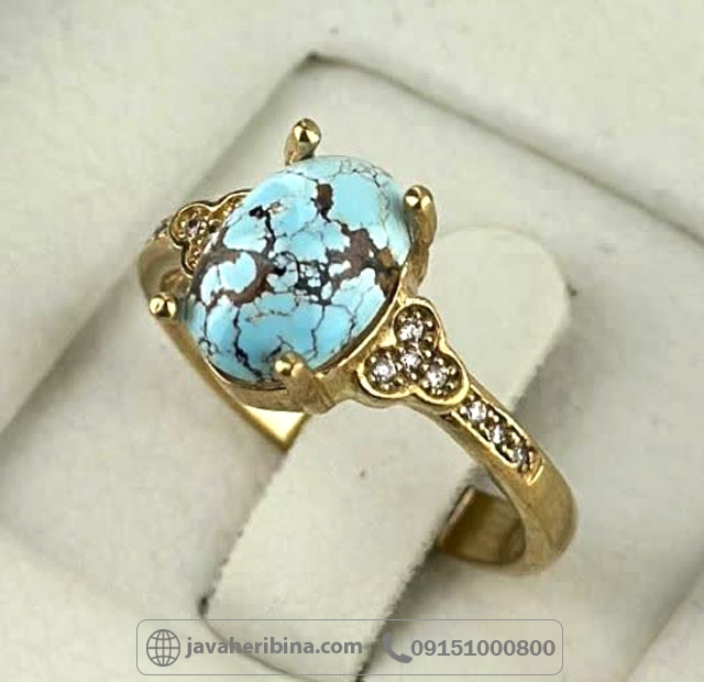 انگشتر فیروزه نیشابوری طلاروس ظریف و زیبا _کد:35249