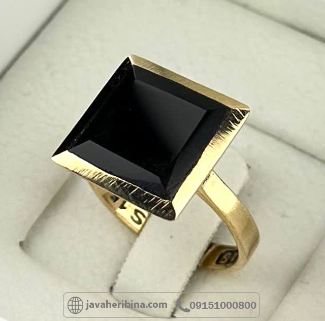 انگشتر عقیق سیاه (اونیکس) طلاروس خاص و زیبا _کد:35250