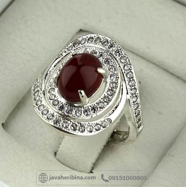 انگشتر عقیق قرمز طلاروس زنانه خوش رنگ _کد:35254