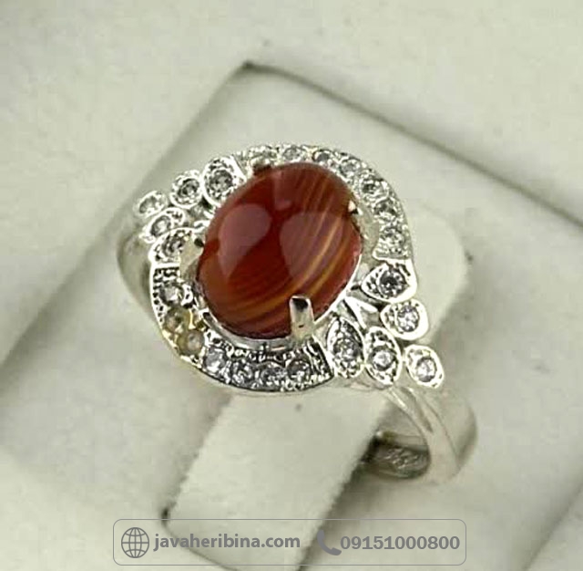 انگشتر عقیق قرمز طلاروس زنانه شکیل _کد:35256