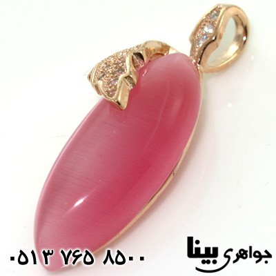 گردنبند سنگ ماه (مون استون) صورتی بیضی زنانه