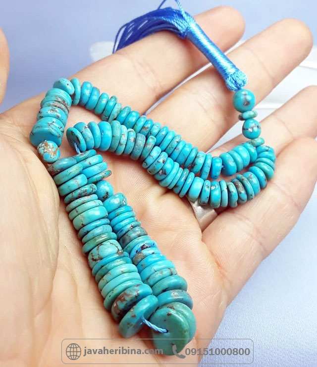 تسبیح فیروزه نیشابوری خوش رنگ با تراش خاص _کد:35264