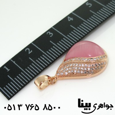 گردنبند سنگ ماه (مون استون) صورتی طرح اشک زنانه