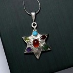 گردنبند چند جواهر طرح ستاره نقره بدون زنجیر _کد:۳۵۲۷۴
