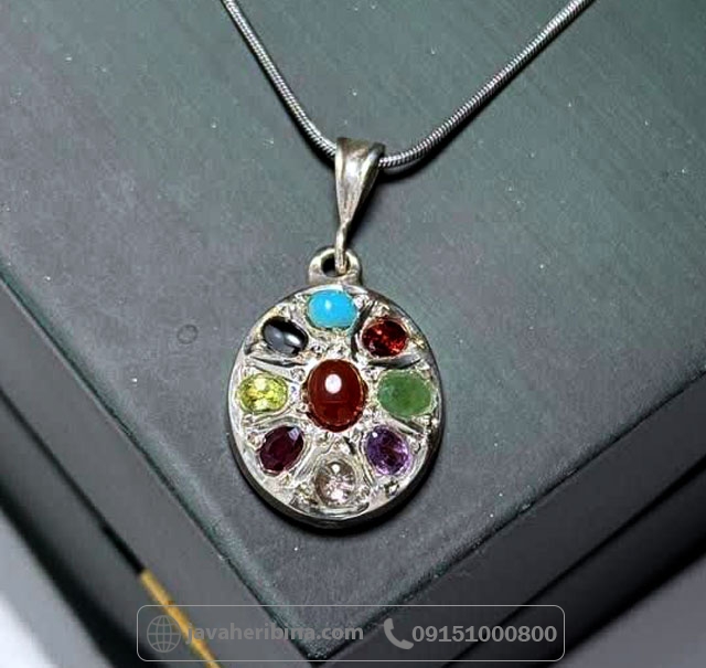 گردنبند چند جواهر نقره زنانه بدون زنجیر _کد:35275