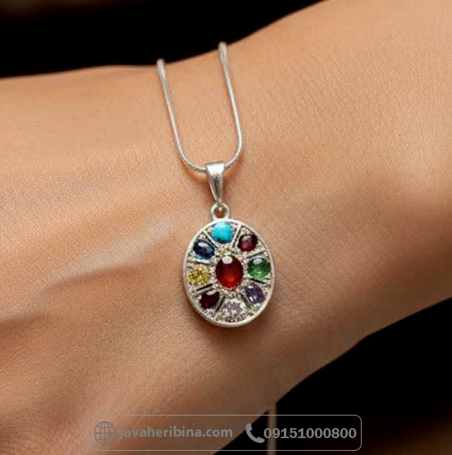 گردنبند چند جواهر نقره زنانه بدون زنجیر _کد:35275