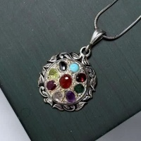 گردنبند چند جواهر نقره بدون زنجیر _کد:35277