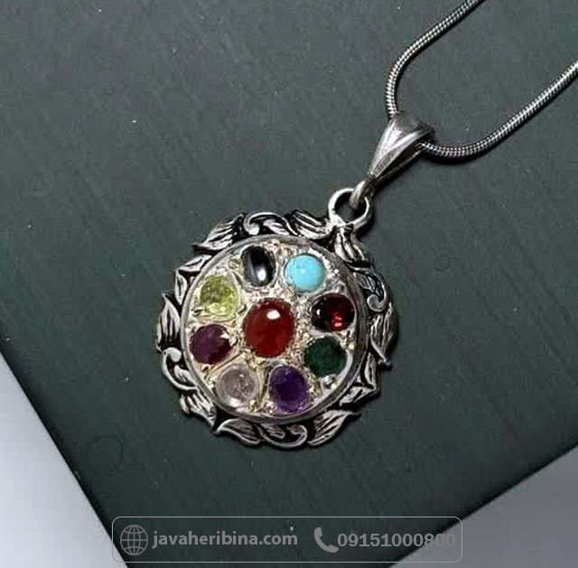گردنبند چند جواهر نقره بدون زنجیر _کد:35277