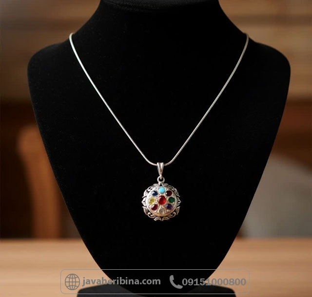 گردنبند چند جواهر نقره بدون زنجیر _کد:35277