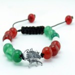 دستبند نقره شیر و خورشید با سنگ عقیق و آونتورین و چشم گربه _کد:۳۵۲۸۱