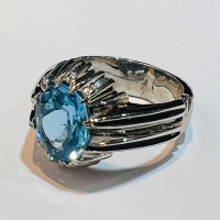 انگشتر توپاز نقره فاخر مردانه با روکش رودیوم و وزن 11/5 گرم 