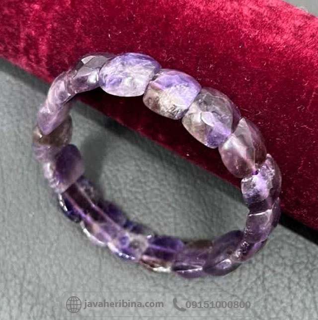 دستبند آمتیست سنگی درشت با تراش خاص _کد:35286