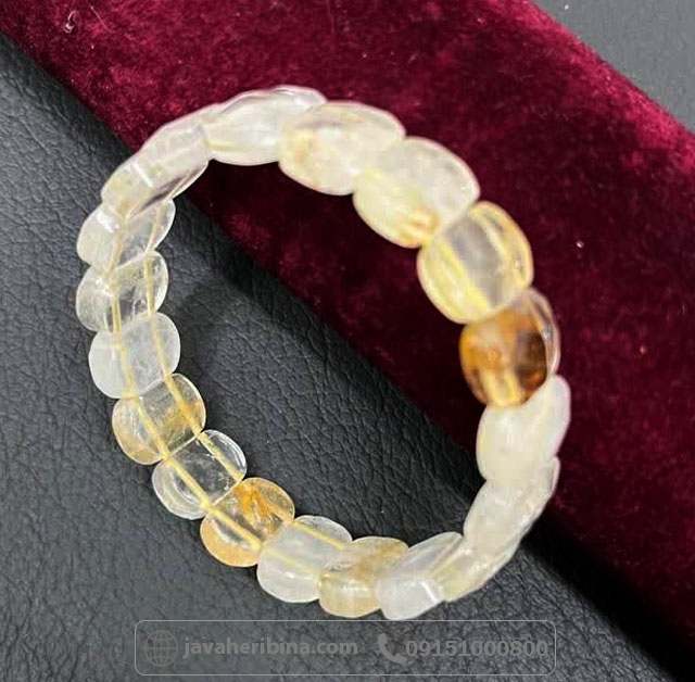 دستبند سیترین درشت و خوش رنگ _کد:35288