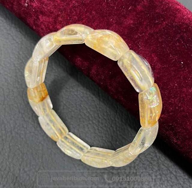 دستبند سیترین سنگی خوش تراش و خوش رنگ _کد:35289