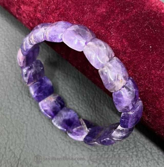 دستبند آمتیست درشت با تراش زیبا و خوش رنگ _کد:35291