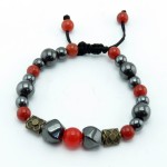 دستبند حدید حدید و عقیق قرمز _کد:۳۵۲۹۶
