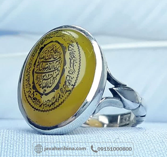 انگشتر عقیق شرف الشمس خطی با حکاکی وان یکاد و آیت الکرسی _کد:35304
