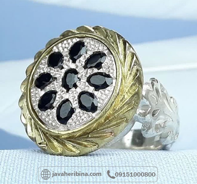 انگشتر یاقوت کبود سنتاتیک نقره مردانه _کد:35307