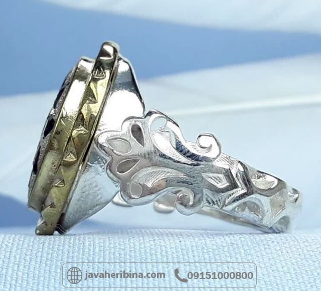 انگشتر یاقوت کبود سنتاتیک نقره مردانه _کد:35307