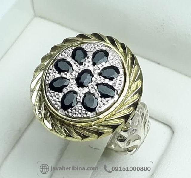 انگشتر یاقوت کبود سنتاتیک نقره مردانه _کد:35307