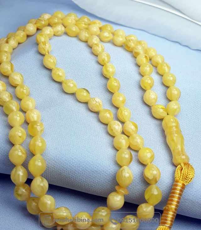 تسبیح کهربا پودری 101 دانه خوش رنگ _کد:35317