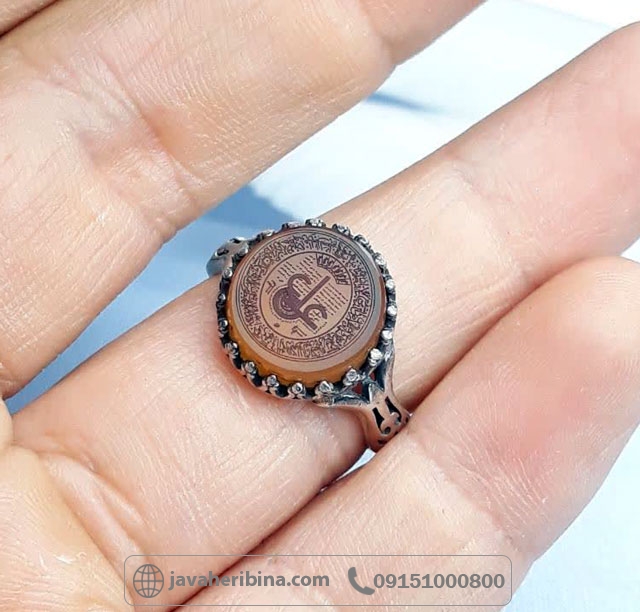انگشتر عقیق یمنی با حکاکی عین علی لیزری _کد:35329