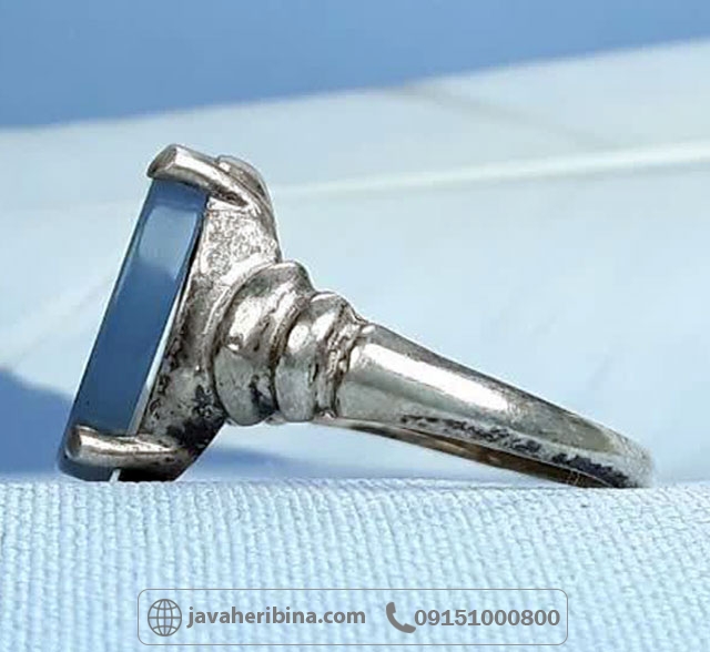 انگشتر عقیق آبی نقره  با حکاکی هفت شرف و آیت الکرسی _کد:35331