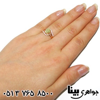 انگشتر سنگ ماه (مون استون) سبز برهون زنانه