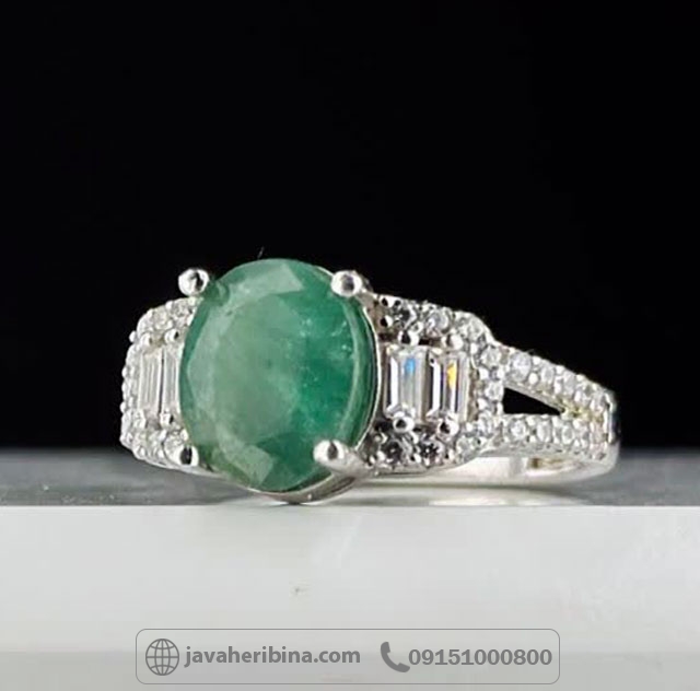 انگشتر زمرد زامبیا نقره زنانه رودیوم _کد:35344