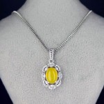 گردنبند عقیق شرف الشمس نقره زنانه سایز نگین 8*10 بدون زنجیر _کد:35361