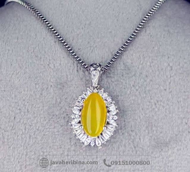 گردنبند عقیق شرف الشمس نقره زنانه سایز نگین 10*12 بدون زنجیر _کد:35364