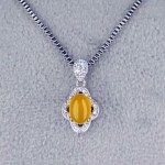 گردنبند عقیق شرف الشمس نقره زنانه سایز نگین 6*8 بدون زنجیر _کد:35365