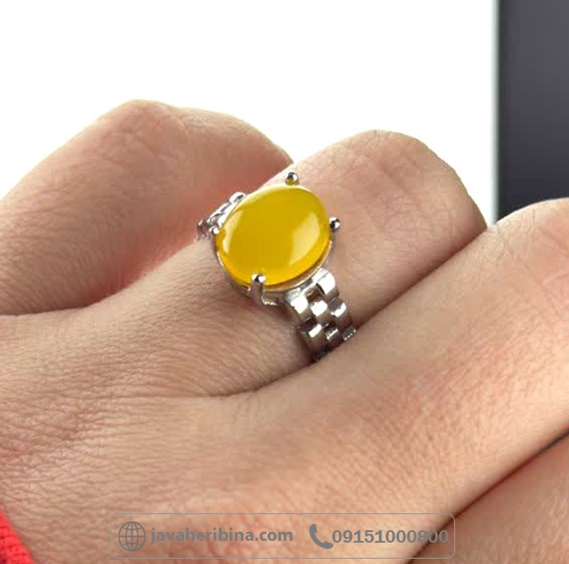 انگشتر عقیق شرف الشمس نقره زنانه رولکسی با سایز نگین 9*11 _کد:35375