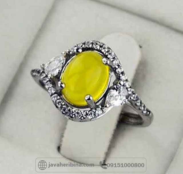 انگشتر عقیق شرف الشمس نقره زنانه سایز نگین 6*8 _کد:35377