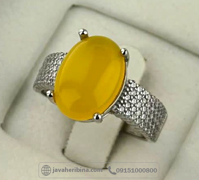 انگشتر عقیق شرف الشمس نقره زنانه با سایز نگین 10*14 _کد:35378