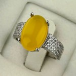 انگشتر عقیق شرف الشمس نقره زنانه با سایز نگین 10*14 _کد:35378