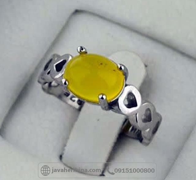 انگشتر عقیق شرف الشمس نقره زنانه با سایز نگین 7*9 _کد:35379