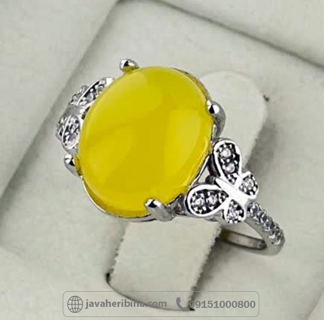انگشتر عقیق شرف الشمس نقره زنانه سایز نگین 10*12 _کد:35384