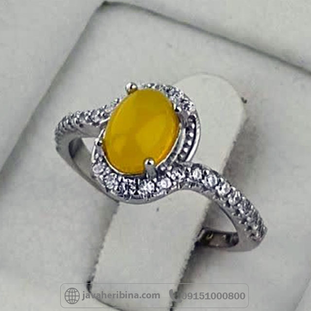 انگشتر عقیق شرف الشمس نقره زنانه با سایز نگین 5*7 _کد:35386