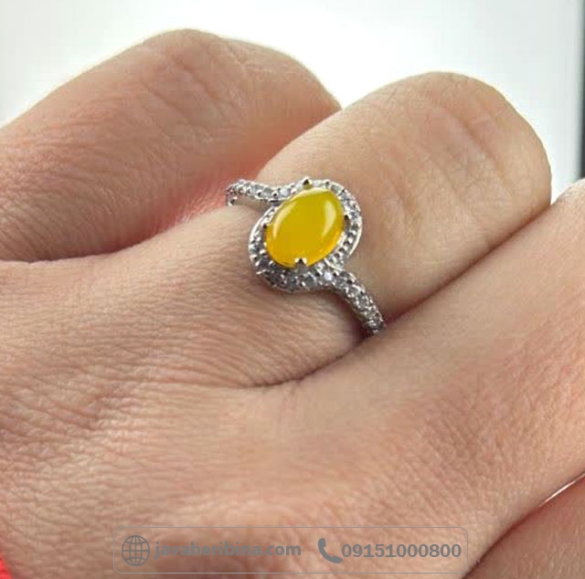 انگشتر عقیق شرف الشمس نقره زنانه با سایز نگین 5*7 _کد:35386