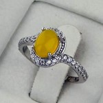 انگشتر عقیق شرف الشمس نقره زنانه با سایز نگین 5*7 _کد:35386