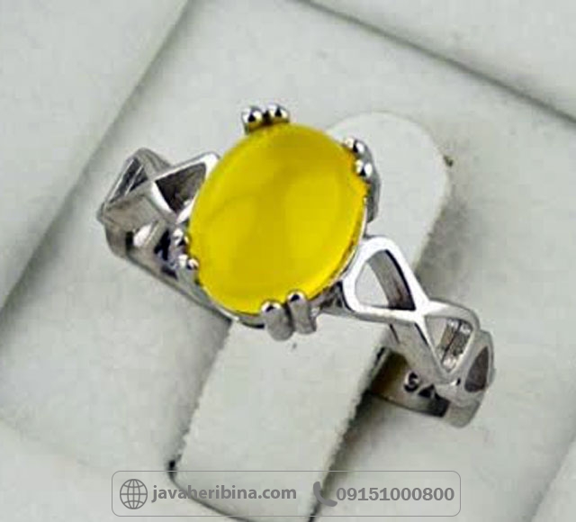 انگشتر عقیق شرف الشمس نقره زنانه با سایز نگین 7*9 _کد:35387